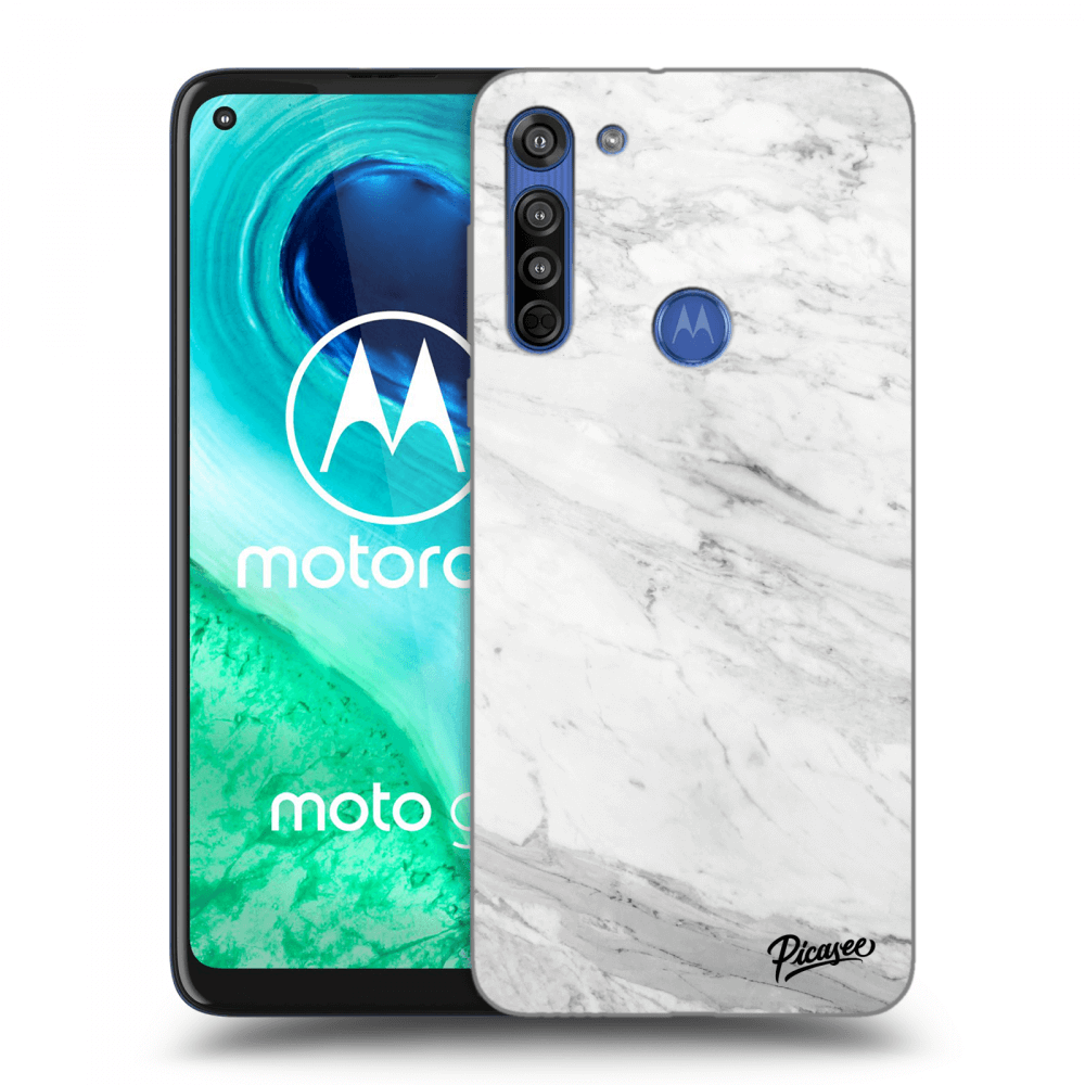Picasee silikonski prozorni ovitek za Motorola Moto G8 - White marble