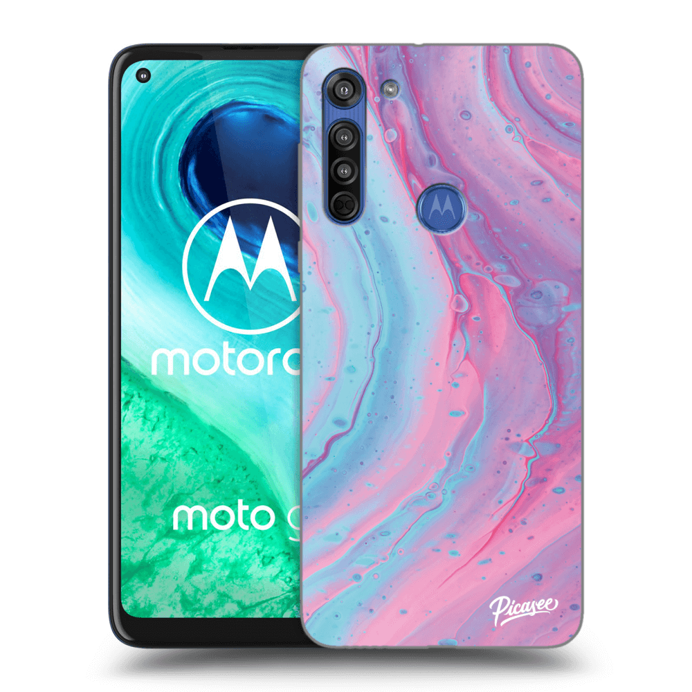 Picasee silikonski prozorni ovitek za Motorola Moto G8 - Pink liquid