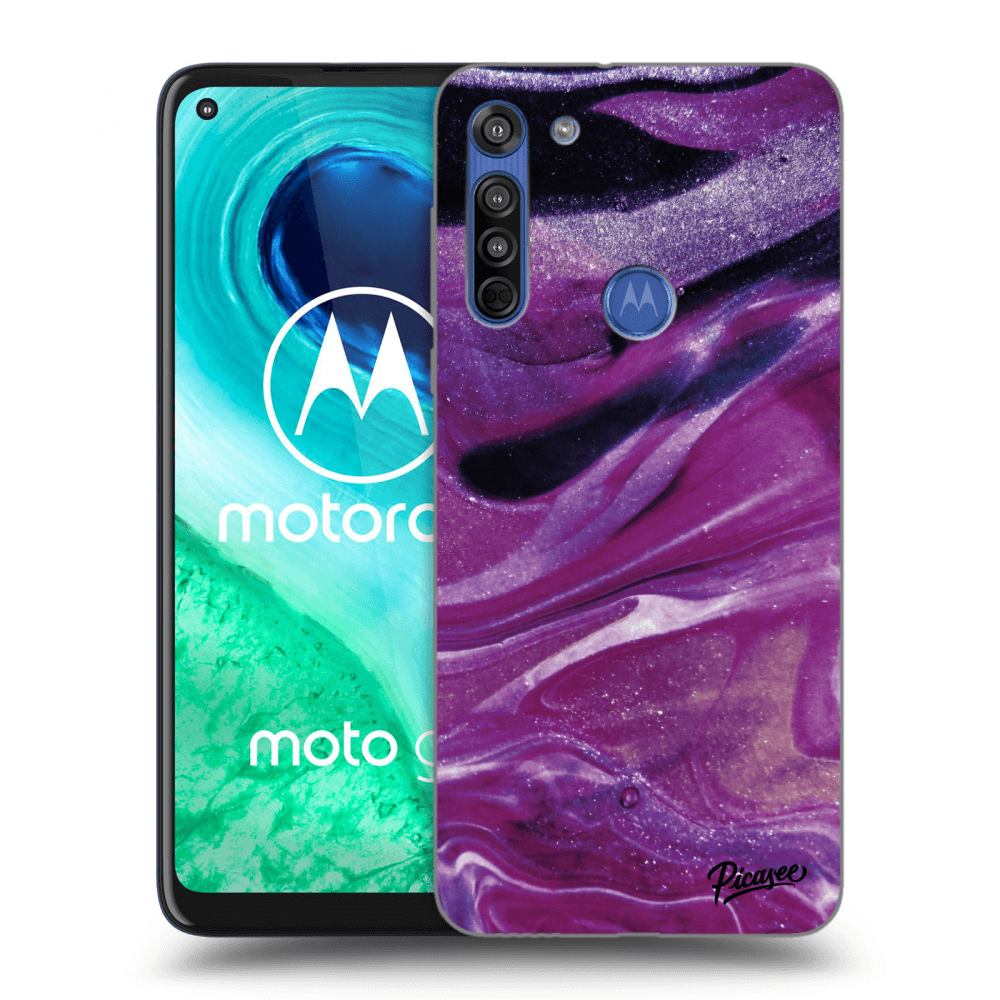 Picasee silikonski prozorni ovitek za Motorola Moto G8 - Purple glitter