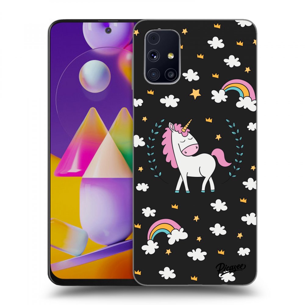 Picasee silikonski črni ovitek za Samsung Galaxy M31s - Unicorn star heaven
