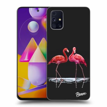 Picasee silikonski črni ovitek za Samsung Galaxy M31s - Flamingos couple