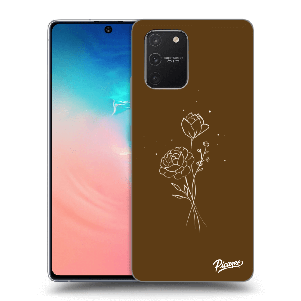 Picasee silikonski črni ovitek za Samsung Galaxy S10 Lite - Brown flowers