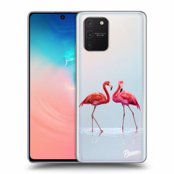 Picasee silikonski prozorni ovitek za Samsung Galaxy S10 Lite - Flamingos couple