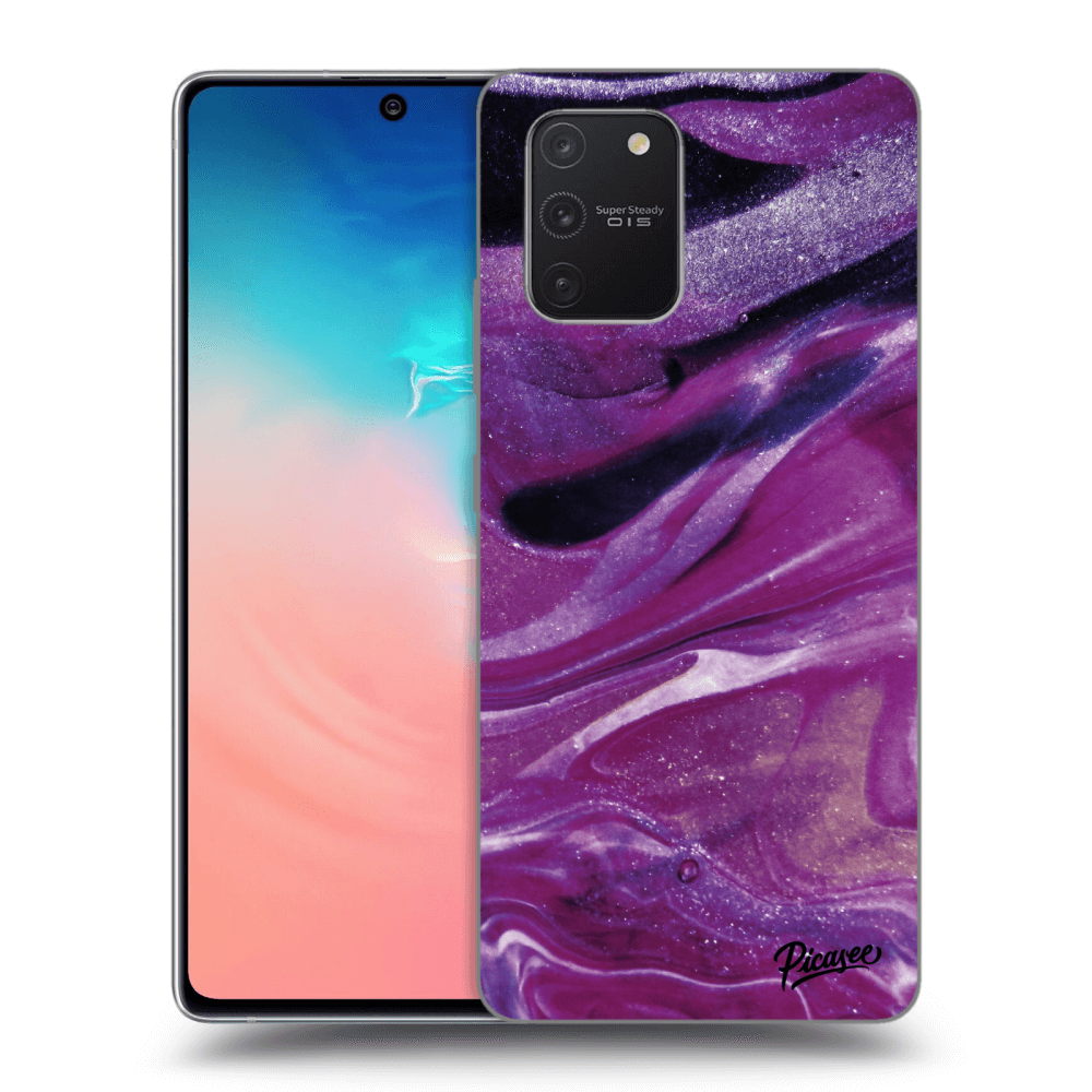 Picasee silikonski črni ovitek za Samsung Galaxy S10 Lite - Purple glitter