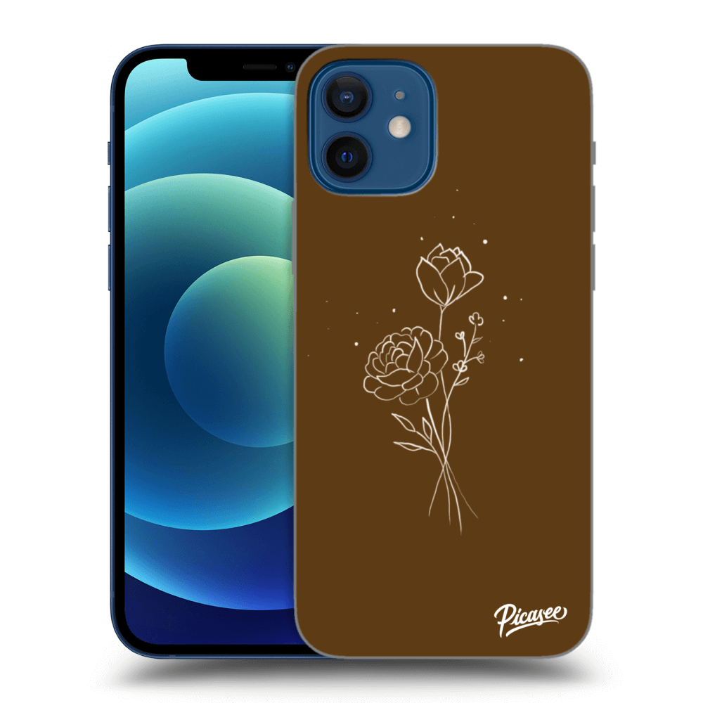 Picasee silikonski prozorni ovitek za Apple iPhone 12 - Brown flowers