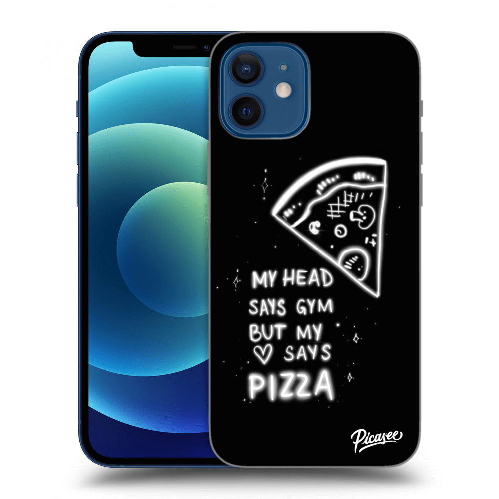 Picasee silikonski črni ovitek za Apple iPhone 12 - Pizza