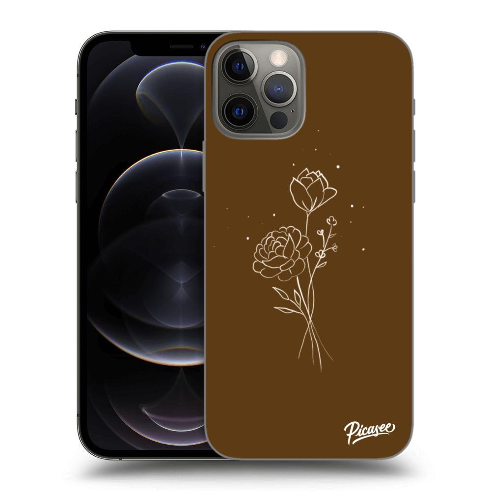 Picasee silikonski črni ovitek za Apple iPhone 12 Pro - Brown flowers