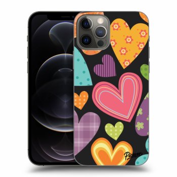 Picasee silikonski črni ovitek za Apple iPhone 12 Pro - Colored heart