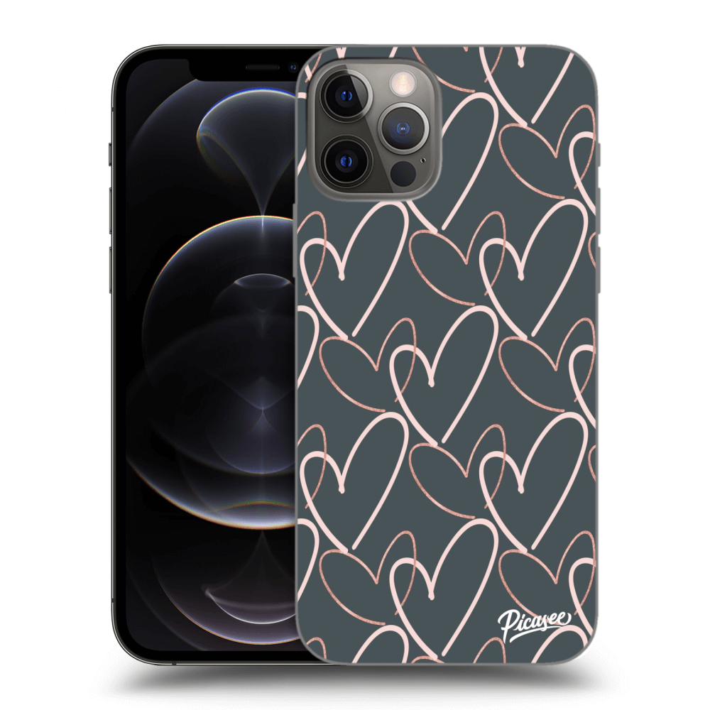 Picasee silikonski črni ovitek za Apple iPhone 12 Pro - Lots of love