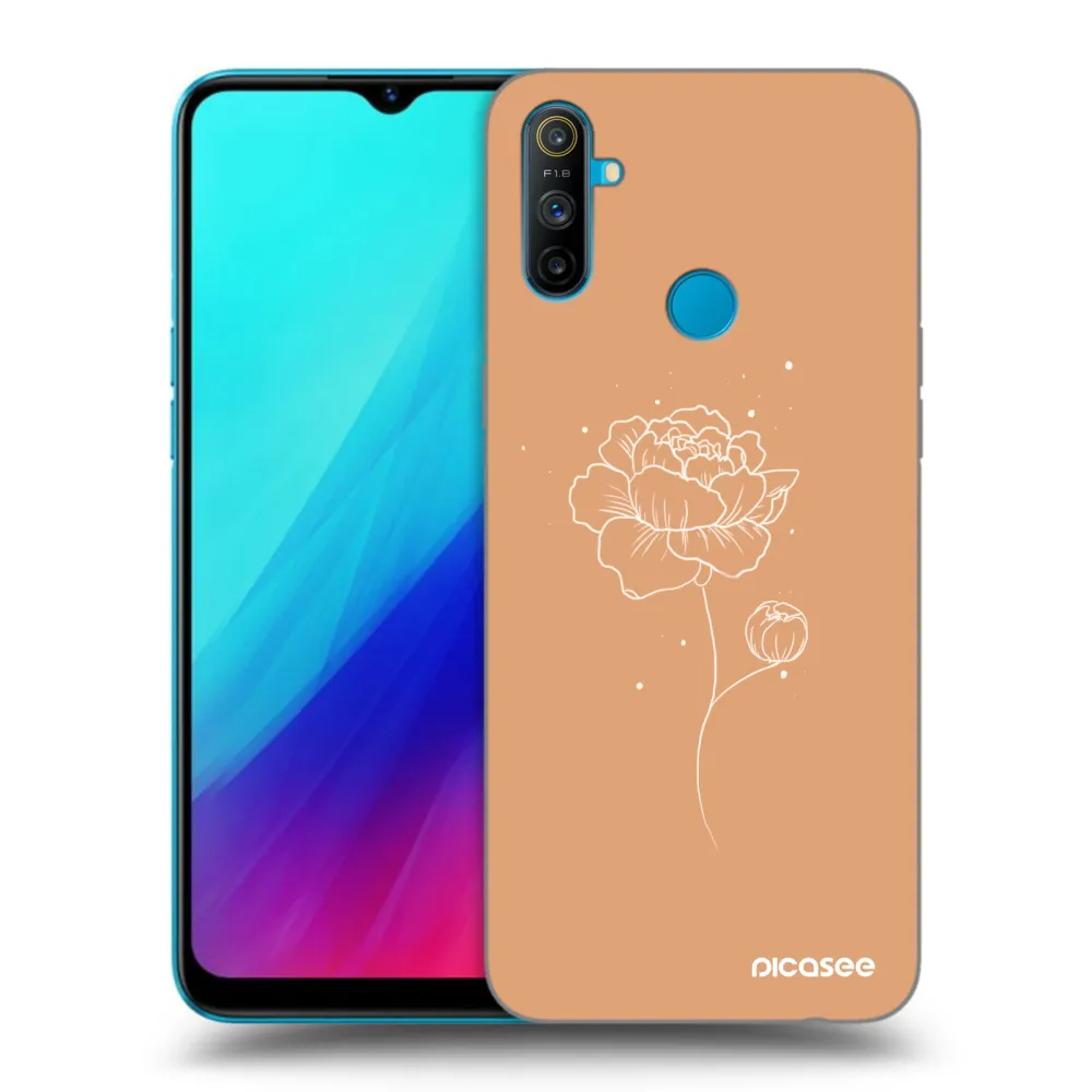 Picasee silikonski črni ovitek za Realme C3 - Peonies