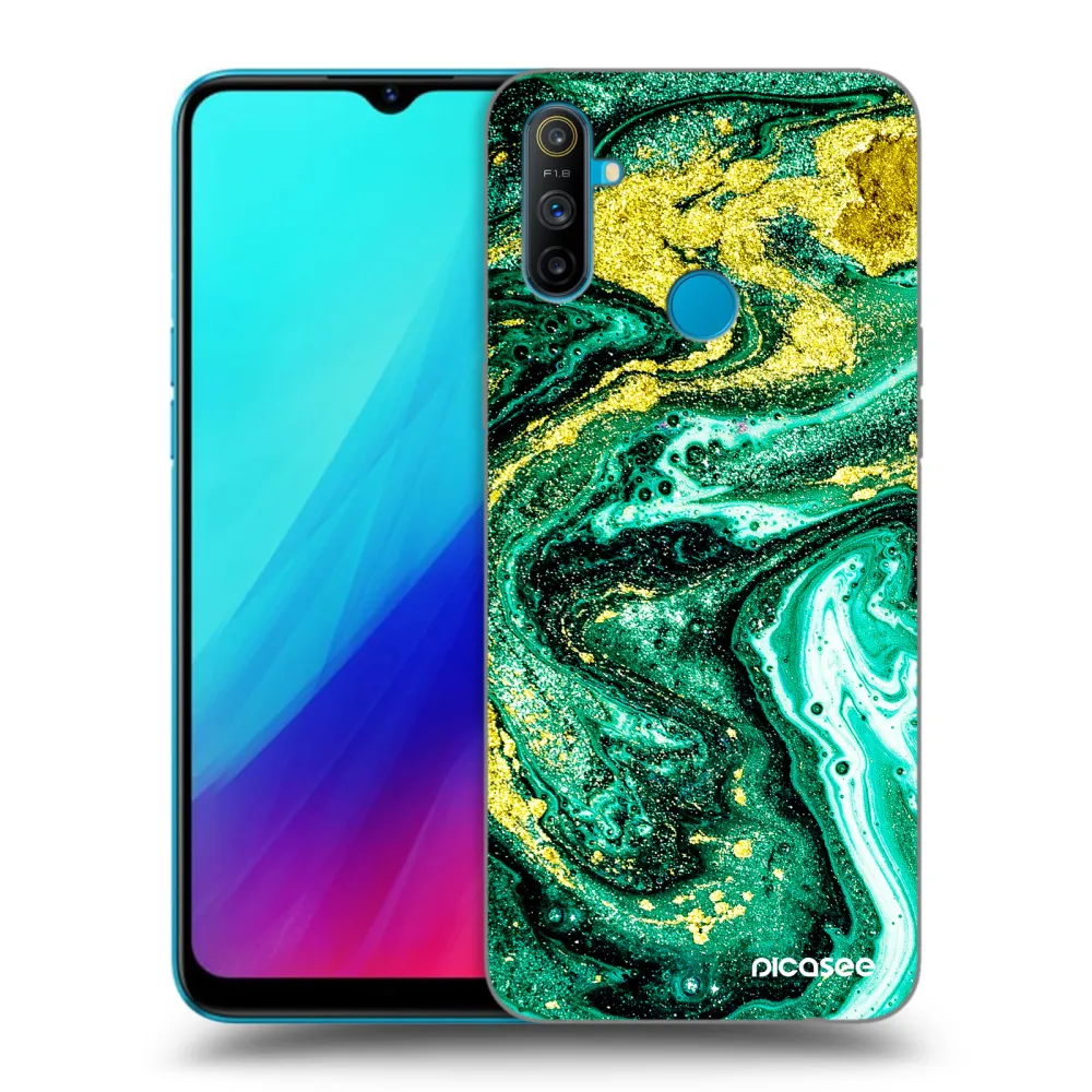 Picasee silikonski črni ovitek za Realme C3 - Green Gold
