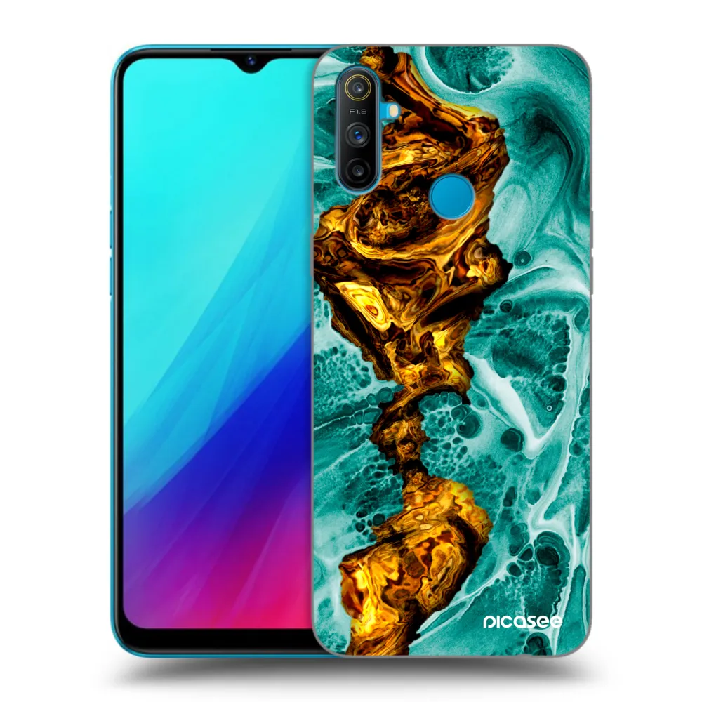 Picasee silikonski črni ovitek za Realme C3 - Goldsky