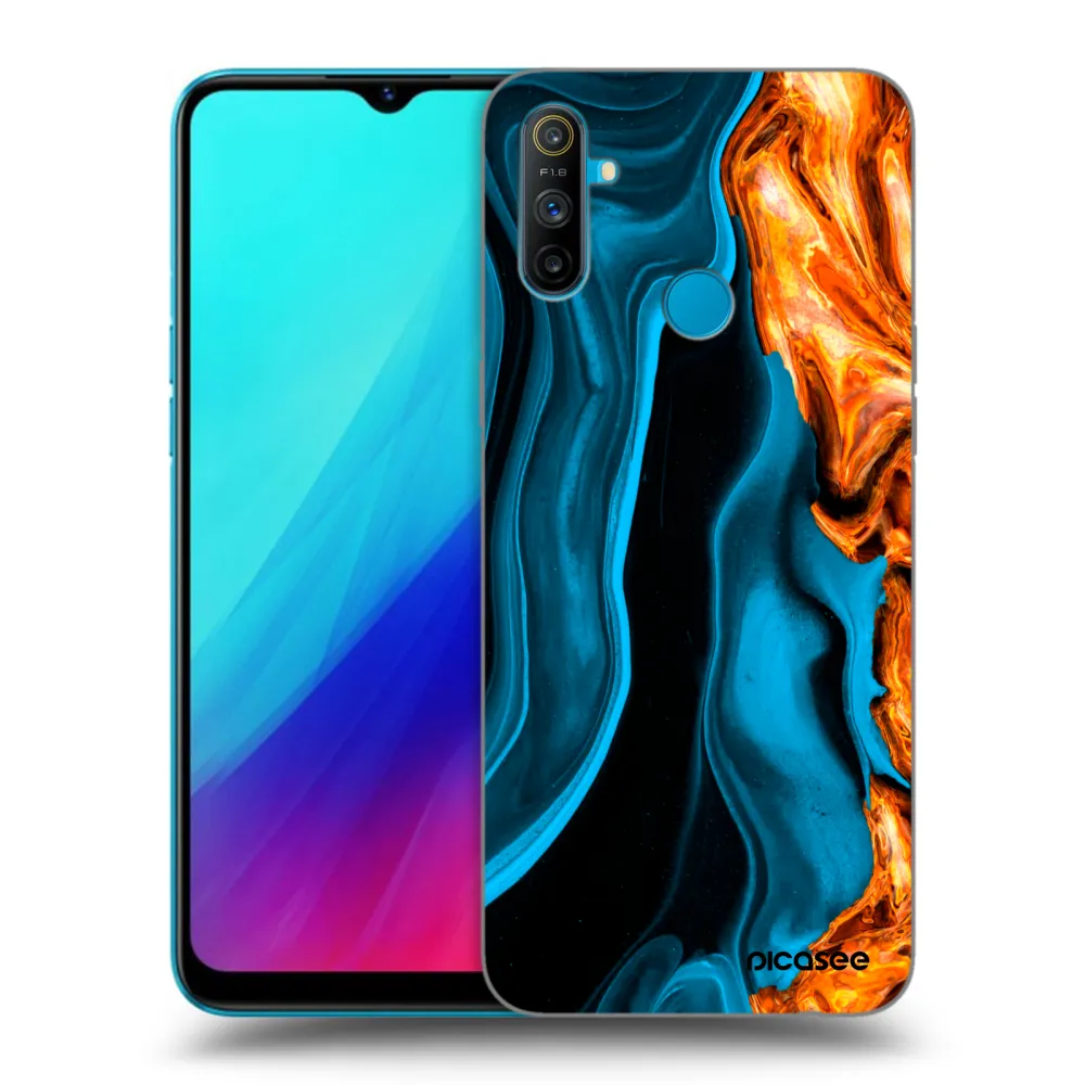 Picasee silikonski črni ovitek za Realme C3 - Gold blue