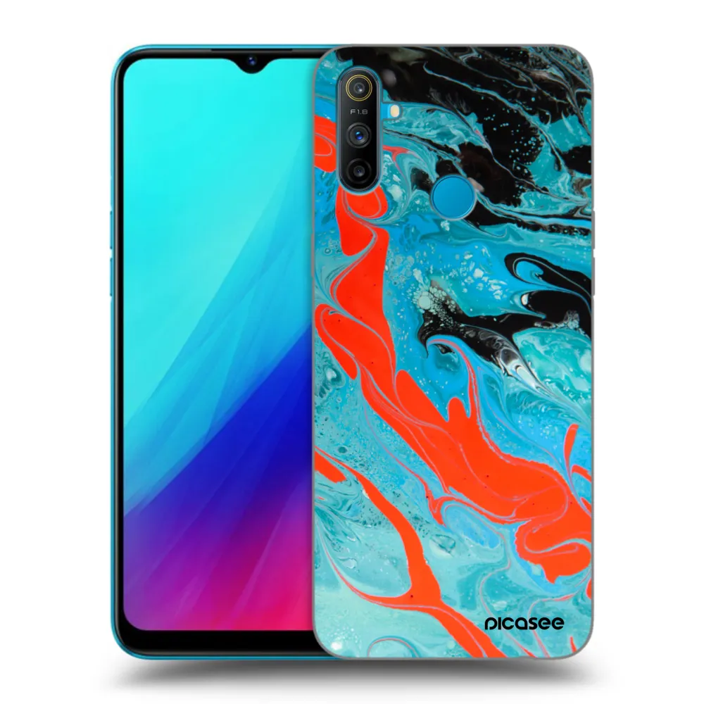 Picasee silikonski črni ovitek za Realme C3 - Blue Magma