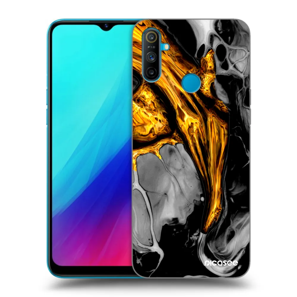 Picasee silikonski črni ovitek za Realme C3 - Black Gold