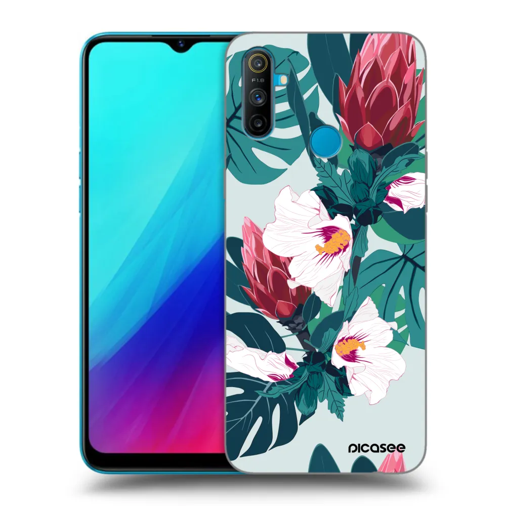 Picasee silikonski črni ovitek za Realme C3 - Rhododendron