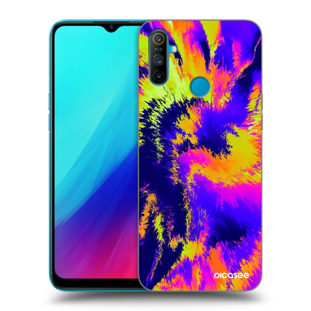 Picasee silikonski črni ovitek za Realme C3 - Burn