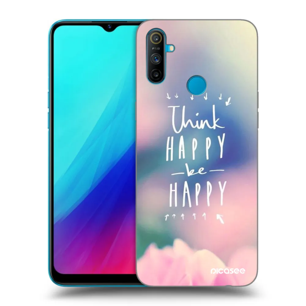 Picasee silikonski črni ovitek za Realme C3 - Think happy be happy
