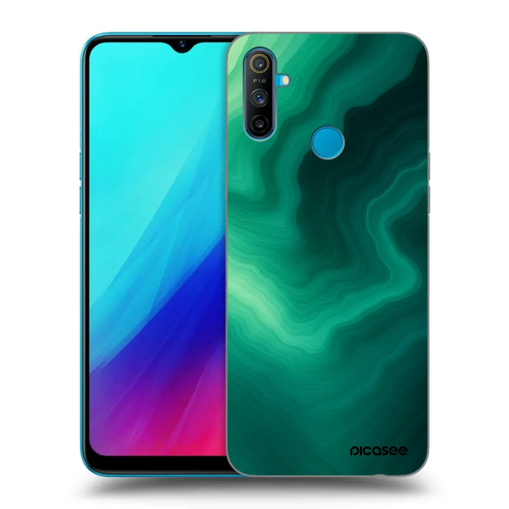 Picasee silikonski črni ovitek za Realme C3 - Malachite