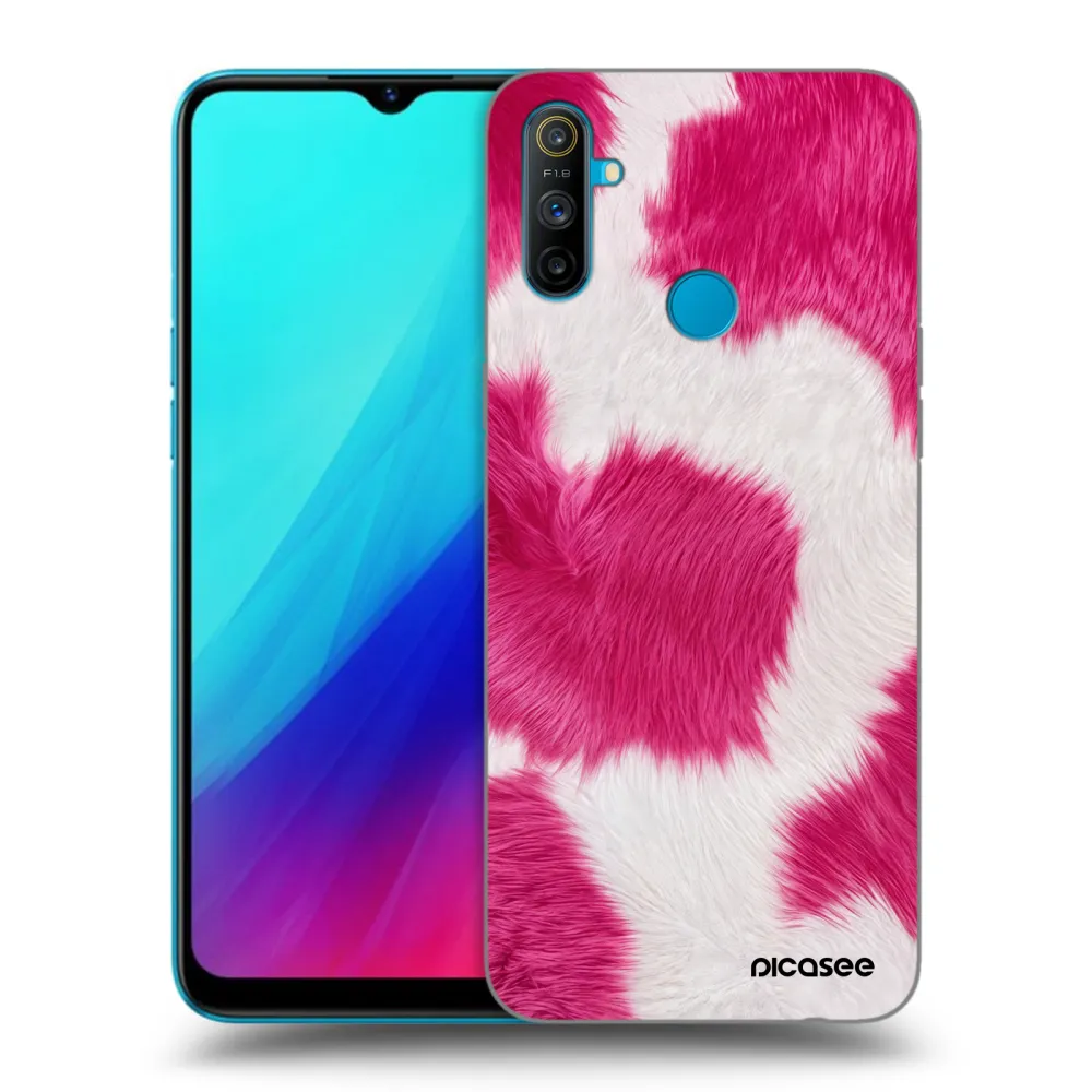 Picasee silikonski črni ovitek za Realme C3 - Pink Moo