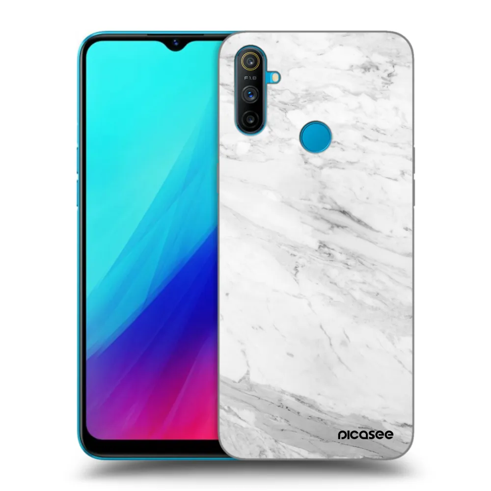 Picasee silikonski črni ovitek za Realme C3 - White marble
