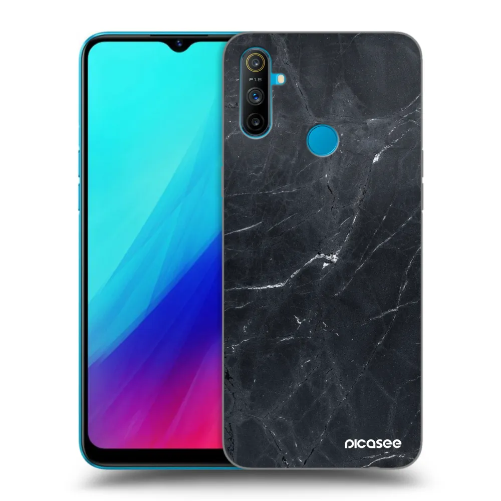 Picasee silikonski črni ovitek za Realme C3 - Black marble