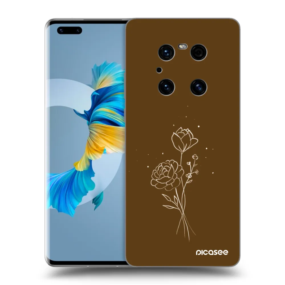 Picasee silikonski črni ovitek za Huawei Mate 40 Pro - Brown flowers