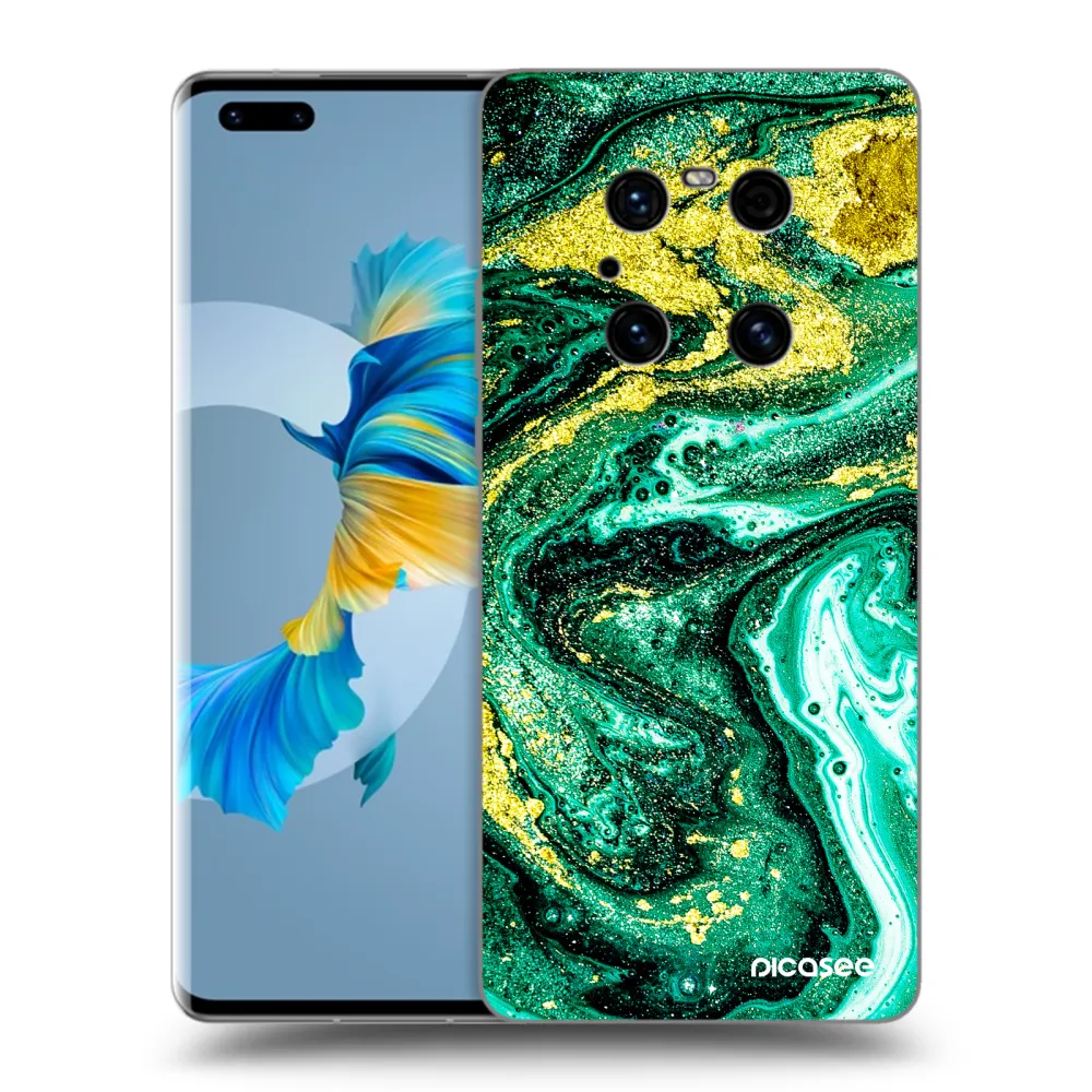 Picasee silikonski črni ovitek za Huawei Mate 40 Pro - Green Gold