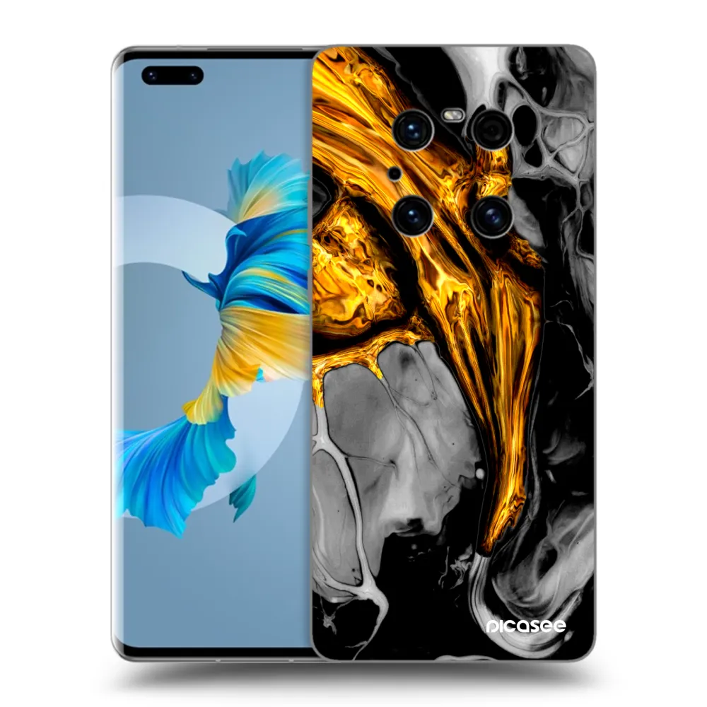 Picasee silikonski črni ovitek za Huawei Mate 40 Pro - Black Gold
