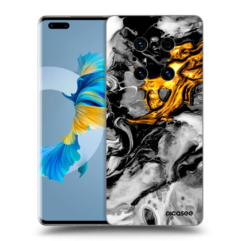 Picasee silikonski črni ovitek za Huawei Mate 40 Pro - Black Gold 2