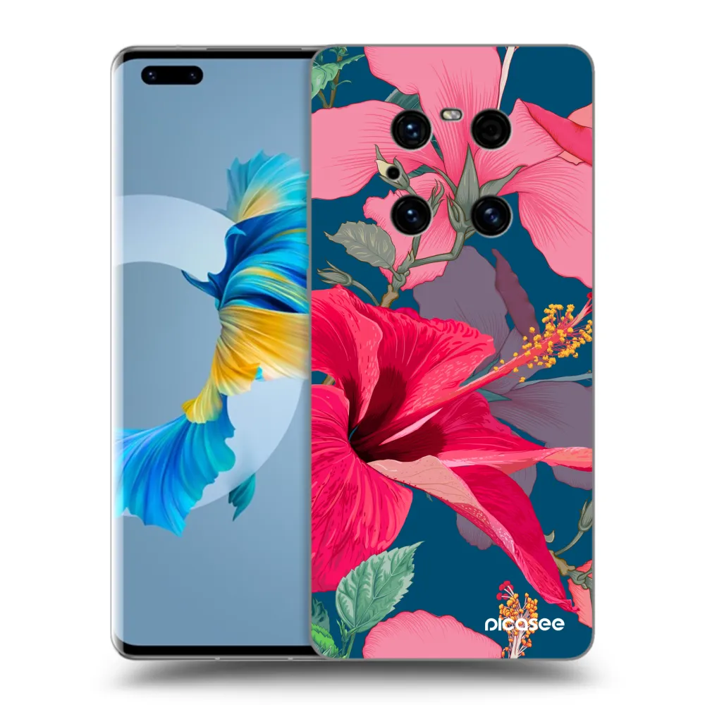 Picasee silikonski črni ovitek za Huawei Mate 40 Pro - Hibiscus