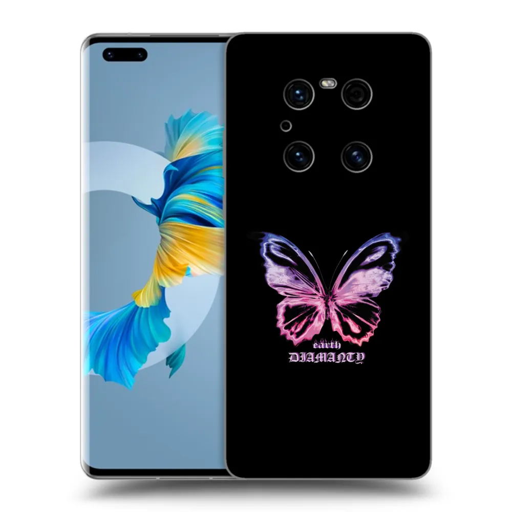 Picasee silikonski črni ovitek za Huawei Mate 40 Pro - Diamanty Purple