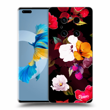 Picasee silikonski črni ovitek za Huawei Mate 40 Pro - Flowers and Berries