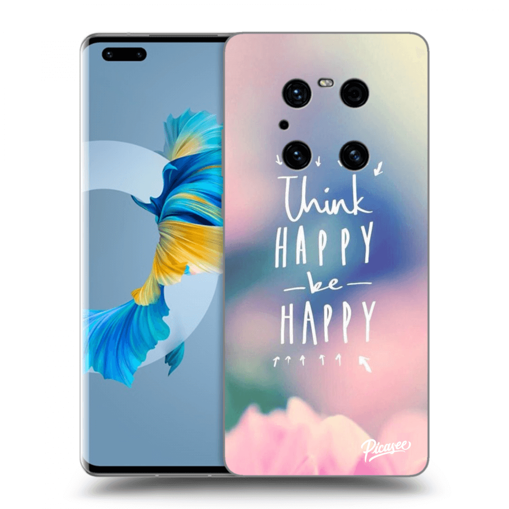 Picasee silikonski črni ovitek za Huawei Mate 40 Pro - Think happy be happy