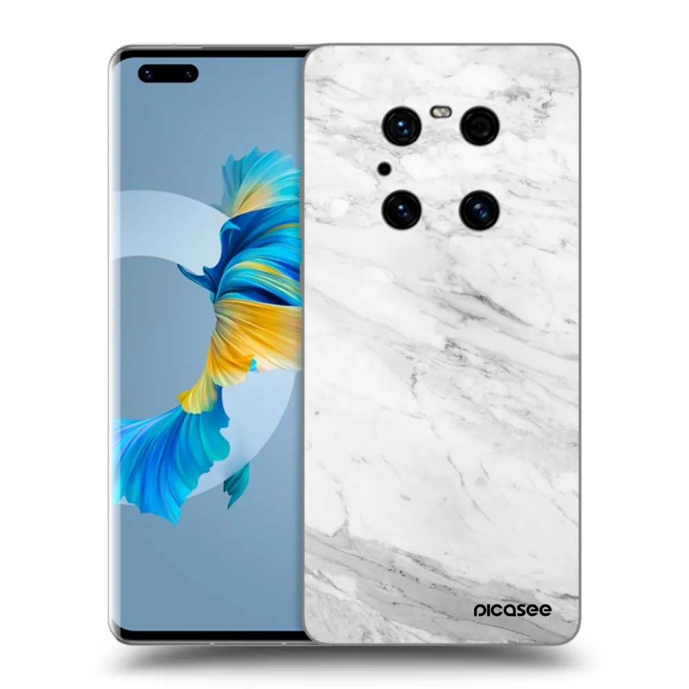 Picasee silikonski črni ovitek za Huawei Mate 40 Pro - White marble