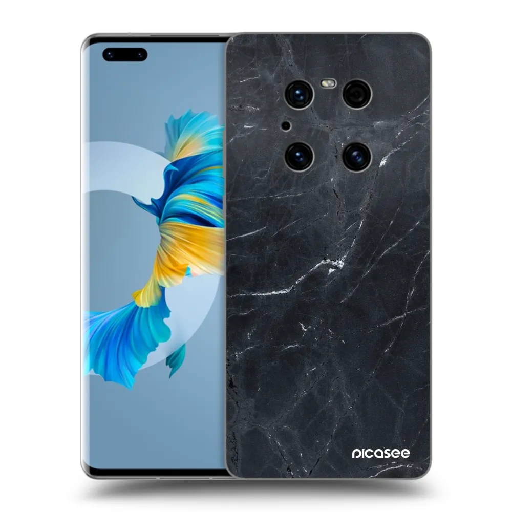 Picasee silikonski črni ovitek za Huawei Mate 40 Pro - Black marble