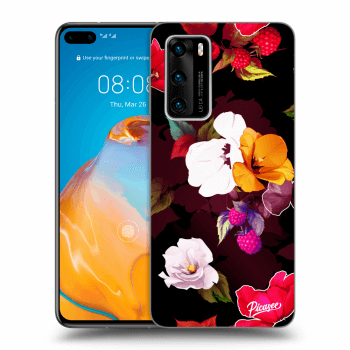 Picasee silikonski črni ovitek za Huawei P40 - Flowers and Berries