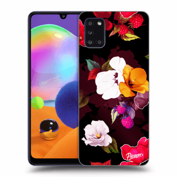 Picasee silikonski črni ovitek za Samsung Galaxy A31 A315F - Flowers and Berries