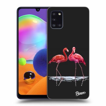 Picasee silikonski črni ovitek za Samsung Galaxy A31 A315F - Flamingos couple