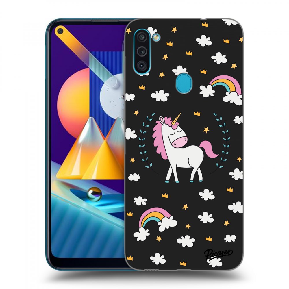 Picasee silikonski črni ovitek za Samsung Galaxy M11 - Unicorn star heaven