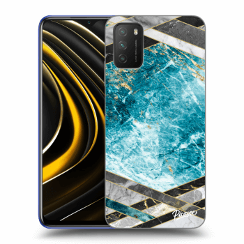 Picasee silikonski črni ovitek za Xiaomi Poco M3 - Blue geometry