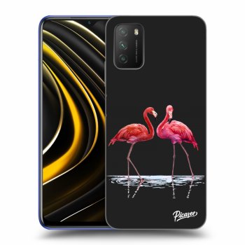 Picasee silikonski črni ovitek za Xiaomi Poco M3 - Flamingos couple