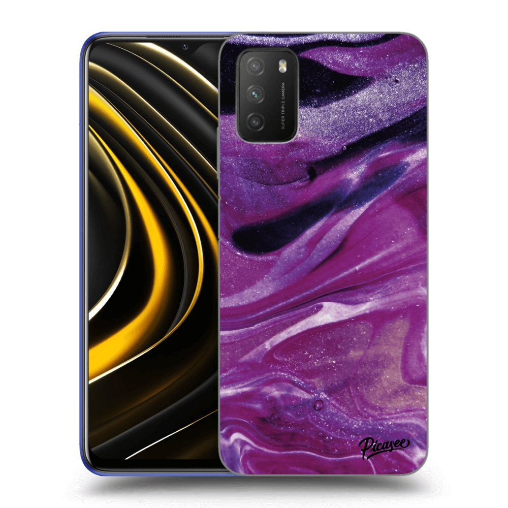Picasee silikonski črni ovitek za Xiaomi Poco M3 - Purple glitter