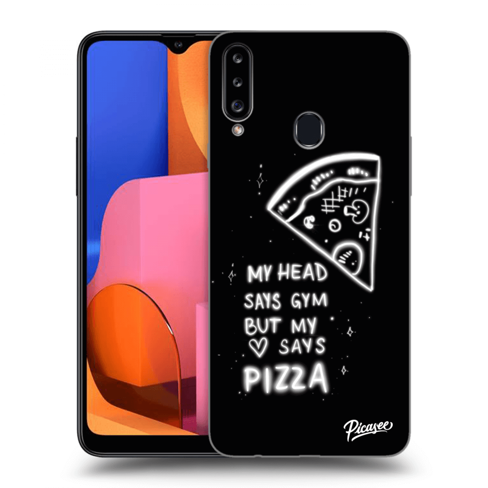 Picasee silikonski črni ovitek za Samsung Galaxy A20s - Pizza