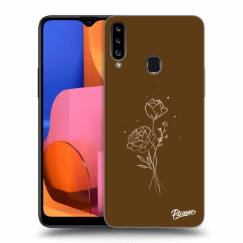 Ovitek za Samsung Galaxy A20s - Brown flowers