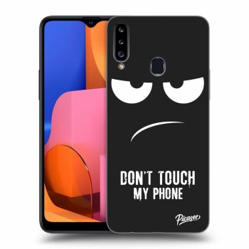 Picasee silikonski črni ovitek za Samsung Galaxy A20s - Don't Touch My Phone