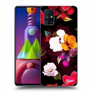 Picasee silikonski črni ovitek za Samsung Galaxy M51 M515F - Flowers and Berries