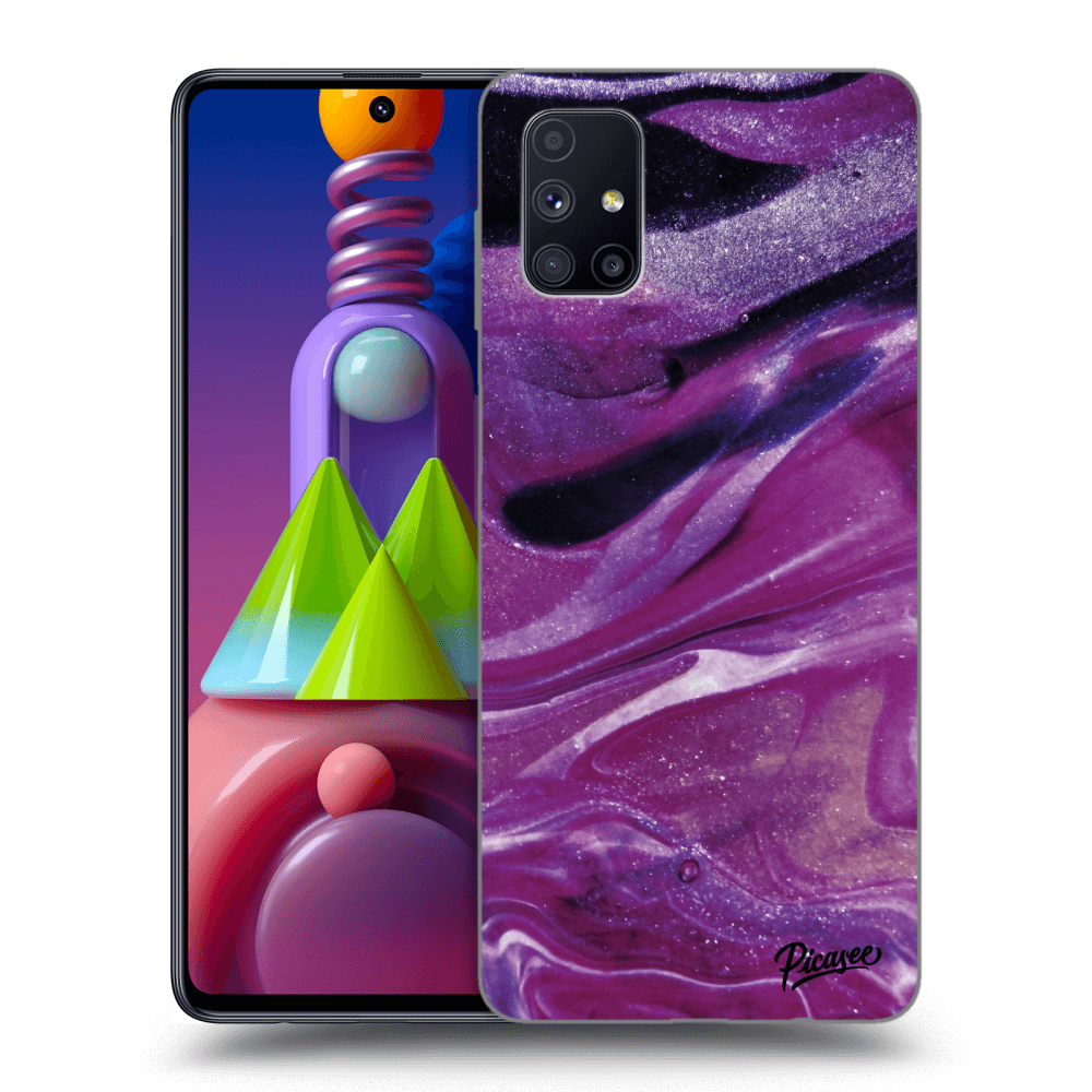 Picasee silikonski prozorni ovitek za Samsung Galaxy M51 M515F - Purple glitter