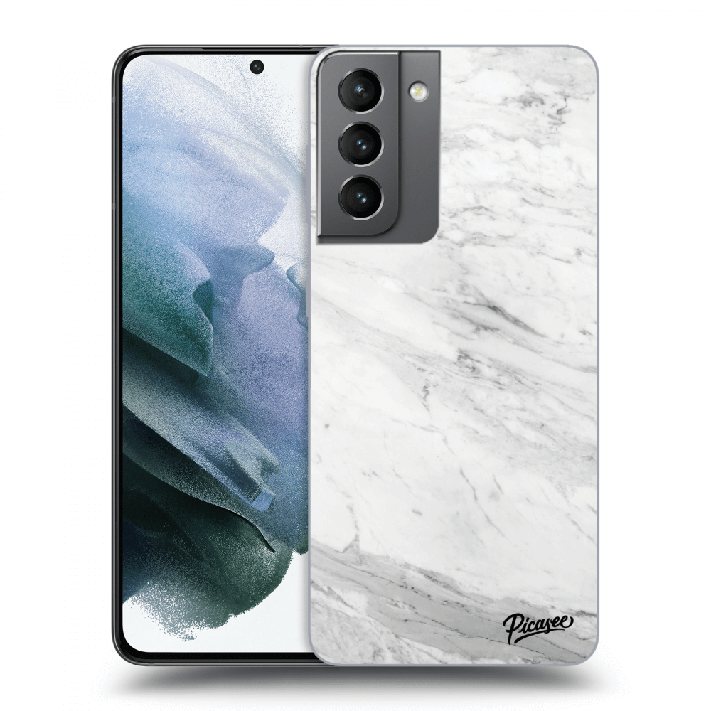 Picasee silikonski črni ovitek za Samsung Galaxy S21 5G G991B - White marble