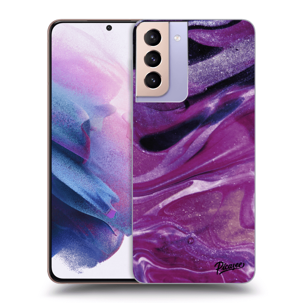 Picasee silikonski črni ovitek za Samsung Galaxy S21+ 5G G996F - Purple glitter